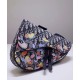 Fake Christian Dior Oblique Jacquard And Alex Foxton Print Saddle Bag Dark Blue Replica