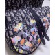 Fake Christian Dior Oblique Jacquard And Alex Foxton Print Saddle Bag Dark Blue Replica