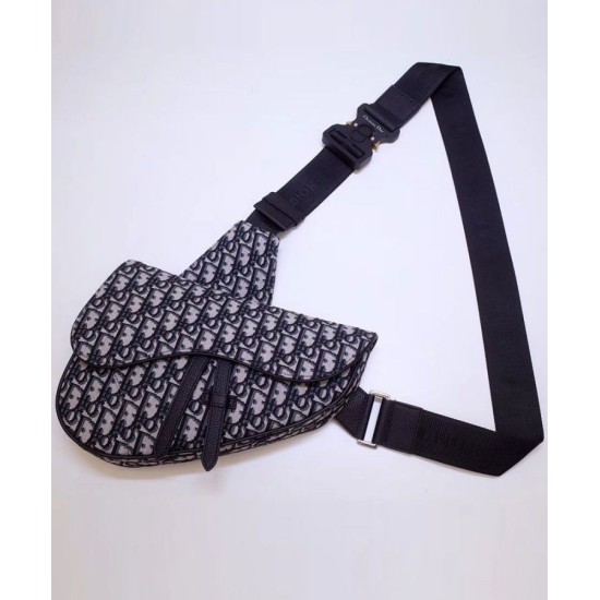 Replica Christian Dior Oblique Saddle Bag Dark Blue