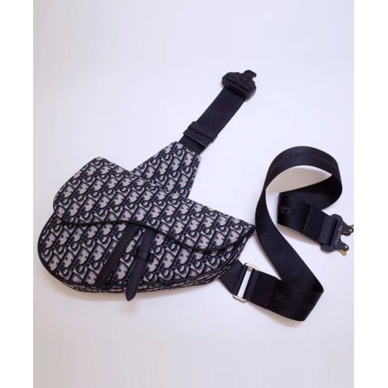 Replica Christian Dior Oblique Saddle Bag Dark Blue