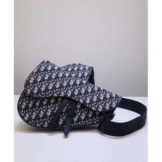 Replica Christian Dior Oblique Saddle Bag Dark Blue
