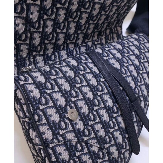 Replica Christian Dior Oblique Saddle Bag Dark Blue
