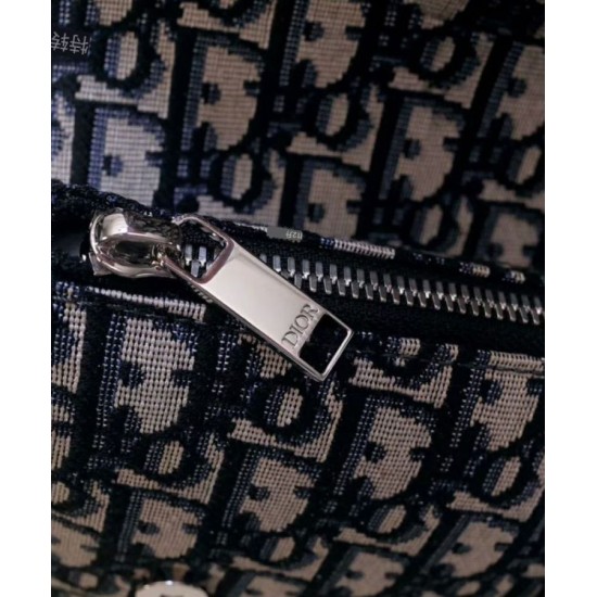 Replica Christian Dior Oblique Saddle Bag Dark Blue