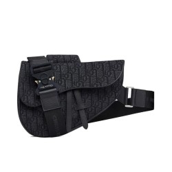 Replica Christian Dior Oblique Saddle Bag Black