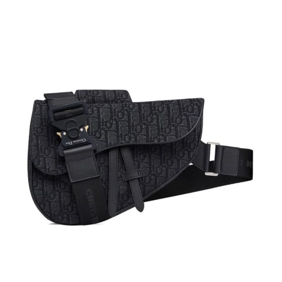 Replica Christian Dior Oblique Saddle Bag Black
