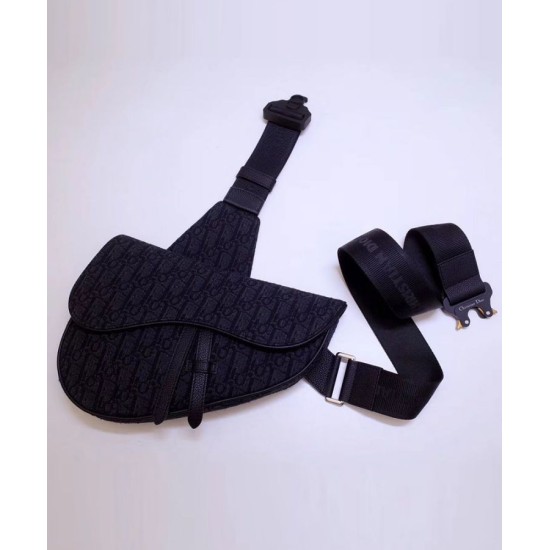 Replica Christian Dior Oblique Saddle Bag Black