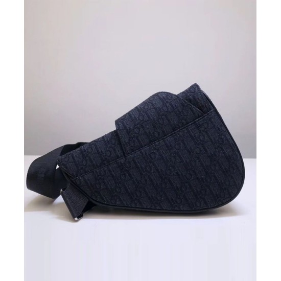 Replica Christian Dior Oblique Saddle Bag Black
