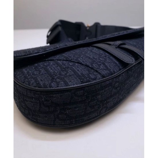 Replica Christian Dior Oblique Saddle Bag Black
