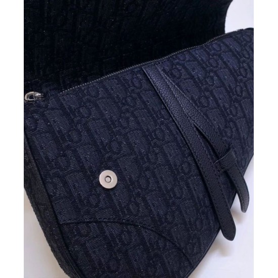 Replica Christian Dior Oblique Saddle Bag Black