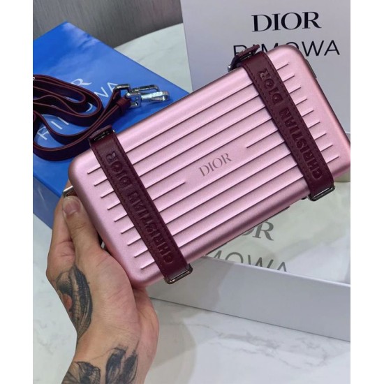 Replica Christian Dior And Rimowa Aluminum Personal Clutch On Strap Pink