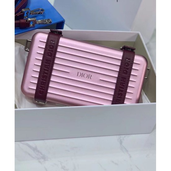 Replica Christian Dior And Rimowa Aluminum Personal Clutch On Strap Pink