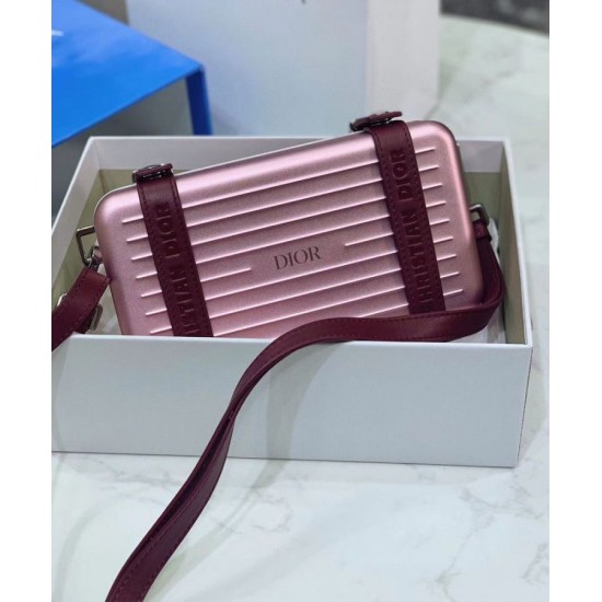 Replica Christian Dior And Rimowa Aluminum Personal Clutch On Strap Pink
