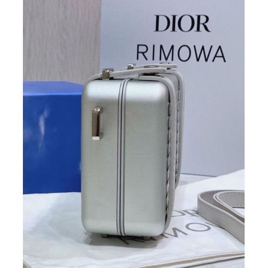Fake Christian Dior And Rimowa Aluminum Personal Clutch On Strap Silver Replica