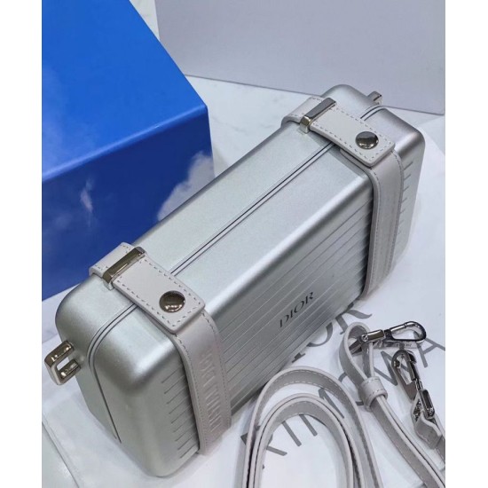 Fake Christian Dior And Rimowa Aluminum Personal Clutch On Strap Silver Replica