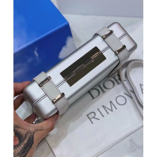 Fake Christian Dior And Rimowa Aluminum Personal Clutch On Strap Silver Replica