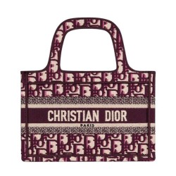 Replica Christian Dior Mini Book Tote Original Dior Oblique Embroidered Canvas Bag Red