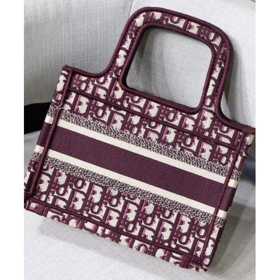 Replica Christian Dior Mini Book Tote Original Dior Oblique Embroidered Canvas Bag Red