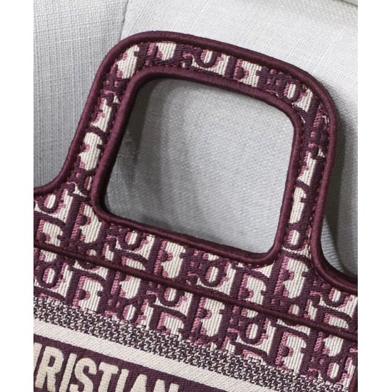 Replica Christian Dior Mini Book Tote Original Dior Oblique Embroidered Canvas Bag Red