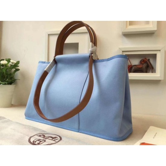 Fake Hermes Cabag Elan Bag In Celeste Canvas Replica