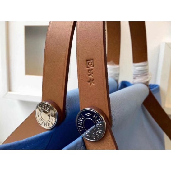 Fake Hermes Cabag Elan Bag In Celeste Canvas Replica