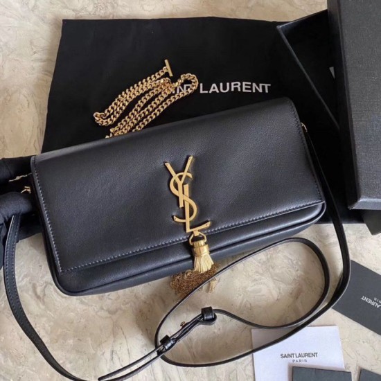 Replica YSL Saint Laurent kate 99 Tassel Bag Black