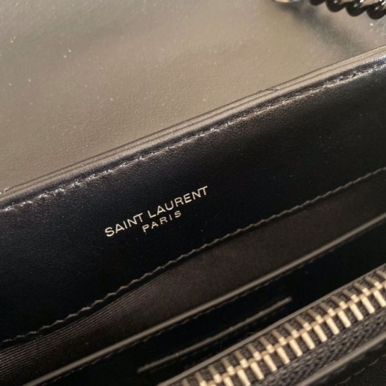 Replica YSL Saint Laurent Long envelope Monogram Shoulder Bag Black