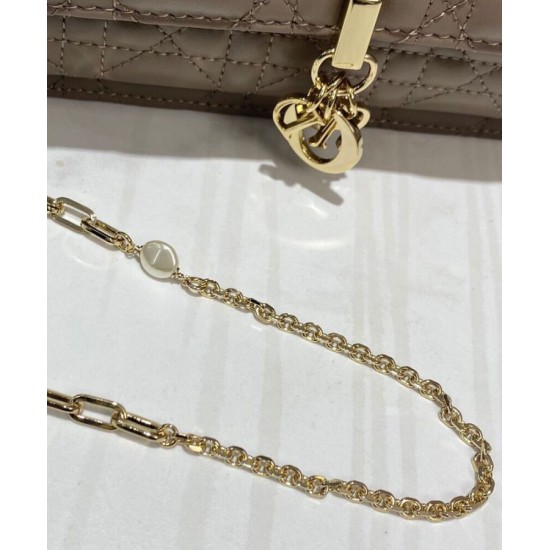 Fake Christian Dior Lady Dior Chain Pouch Apricot Replica