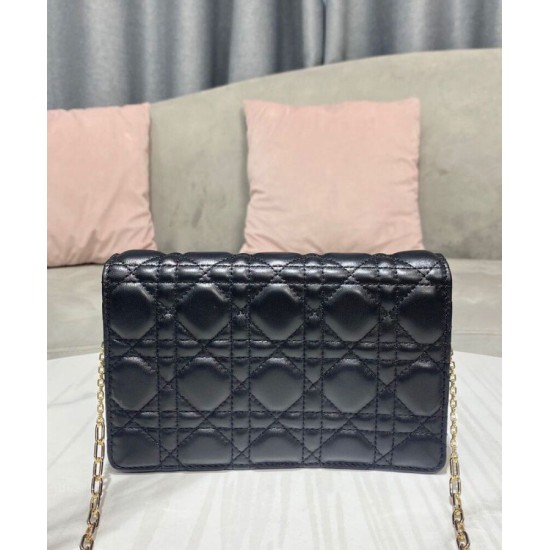 Fake Christian Dior Lady Dior Chain Pouch Black Replica