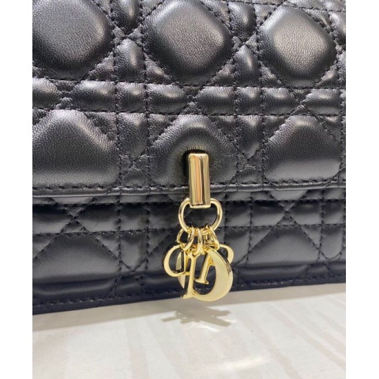 Fake Christian Dior Lady Dior Chain Pouch Black Replica