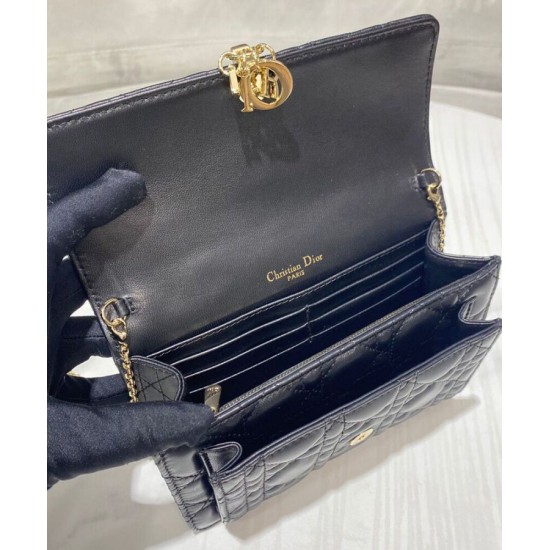 Fake Christian Dior Lady Dior Chain Pouch Black Replica