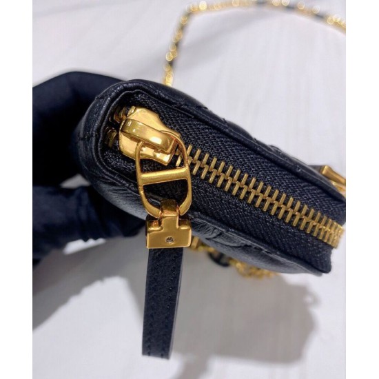 Replica Christian Dior Mini Dior Caro Zipped Pouch Black