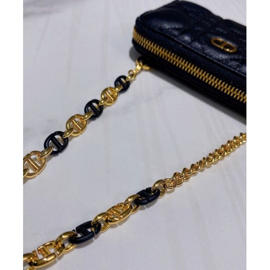 Replica Christian Dior Mini Dior Caro Zipped Pouch Black