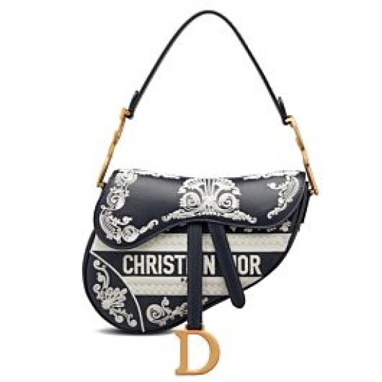 Fake Christian Dior Saddle Bag Dark Blue Replica