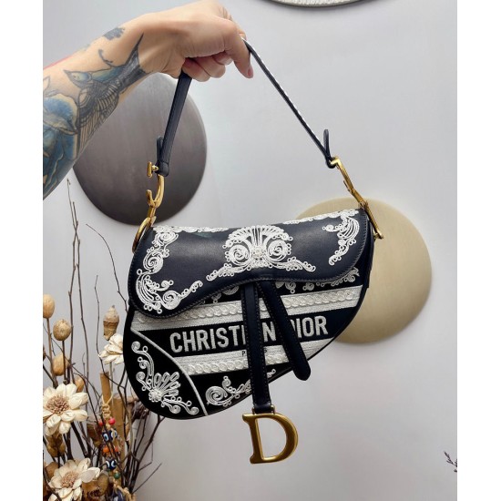 Fake Christian Dior Saddle Bag Dark Blue Replica