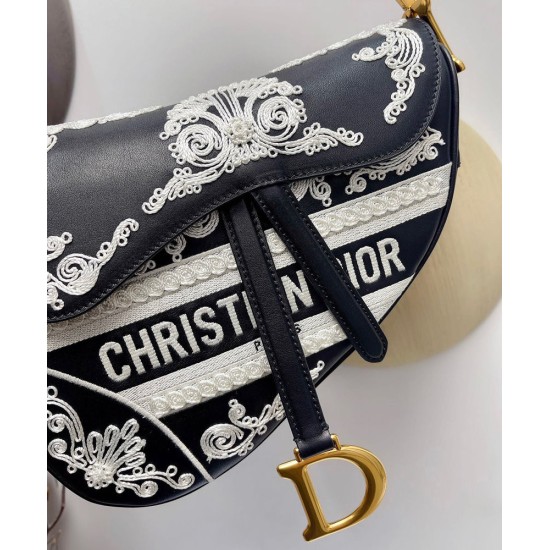 Fake Christian Dior Saddle Bag Dark Blue Replica