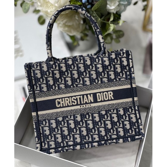 Replica Christian Dior Small Dior Book Tote Dark Blue