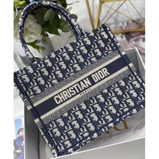 Replica Christian Dior Small Dior Book Tote Dark Blue