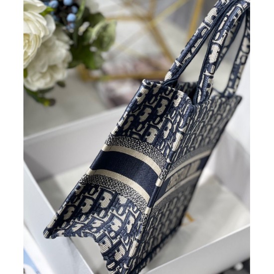 Replica Christian Dior Small Dior Book Tote Dark Blue