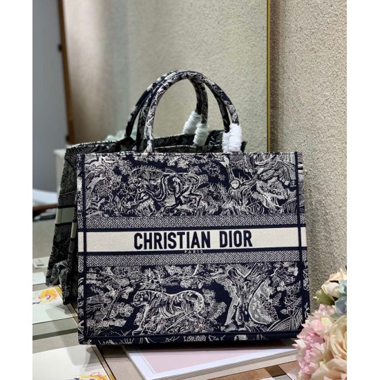 Replica Christian Dior Large Dior Book Tote Dark Blue
