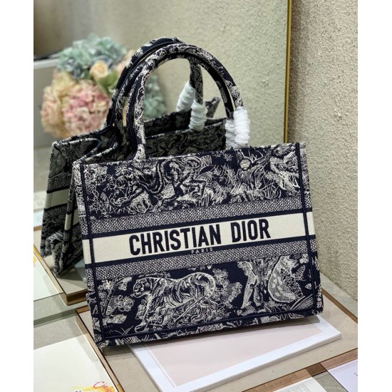 Replica Christian Dior Medium Dior Book Tote Dark Blue