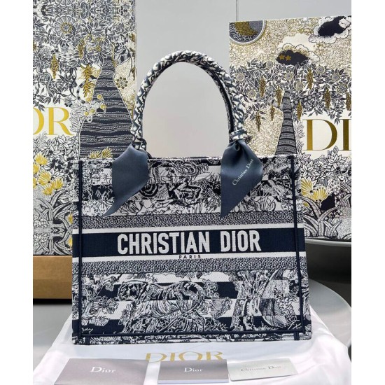 Replica Christian Dior Medium Book Tote Dark Blue