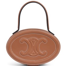 Fake Celine Oval Minaudiere Cuir Triomphe In Smooth Calfskin Coffee Replica