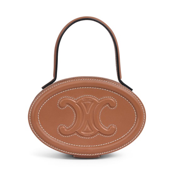 Fake Celine Oval Minaudiere Cuir Triomphe In Smooth Calfskin Coffee Replica