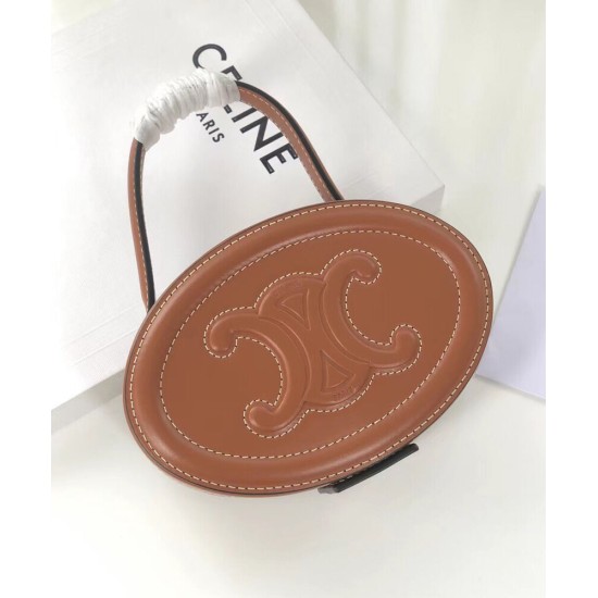 Fake Celine Oval Minaudiere Cuir Triomphe In Smooth Calfskin Coffee Replica