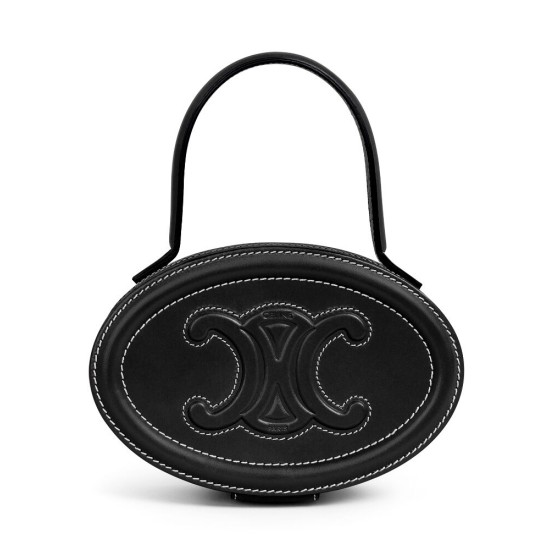 Fake Celine Oval Minaudiere Cuir Triomphe In Smooth Calfskin Black Replica