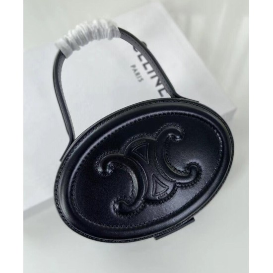 Fake Celine Oval Minaudiere Cuir Triomphe In Smooth Calfskin Black Replica