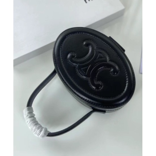Fake Celine Oval Minaudiere Cuir Triomphe In Smooth Calfskin Black Replica