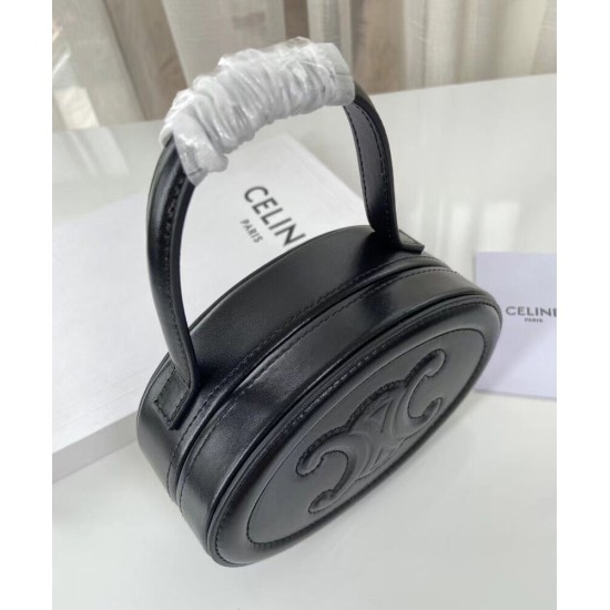 Fake Celine Oval Minaudiere Cuir Triomphe In Smooth Calfskin Black Replica