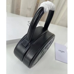 Fake Celine Oval Minaudiere Cuir Triomphe In Smooth Calfskin Black Replica