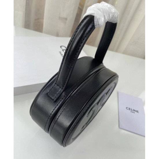 Fake Celine Oval Minaudiere Cuir Triomphe In Smooth Calfskin Black Replica